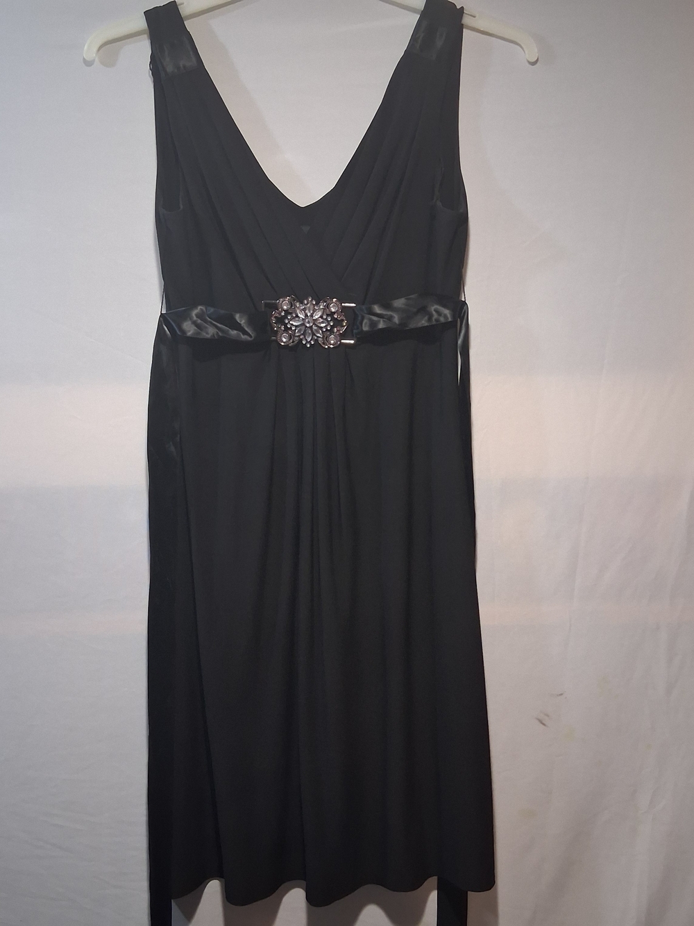 Scarlett Nite Black Midi Dress with Jeweled Waist